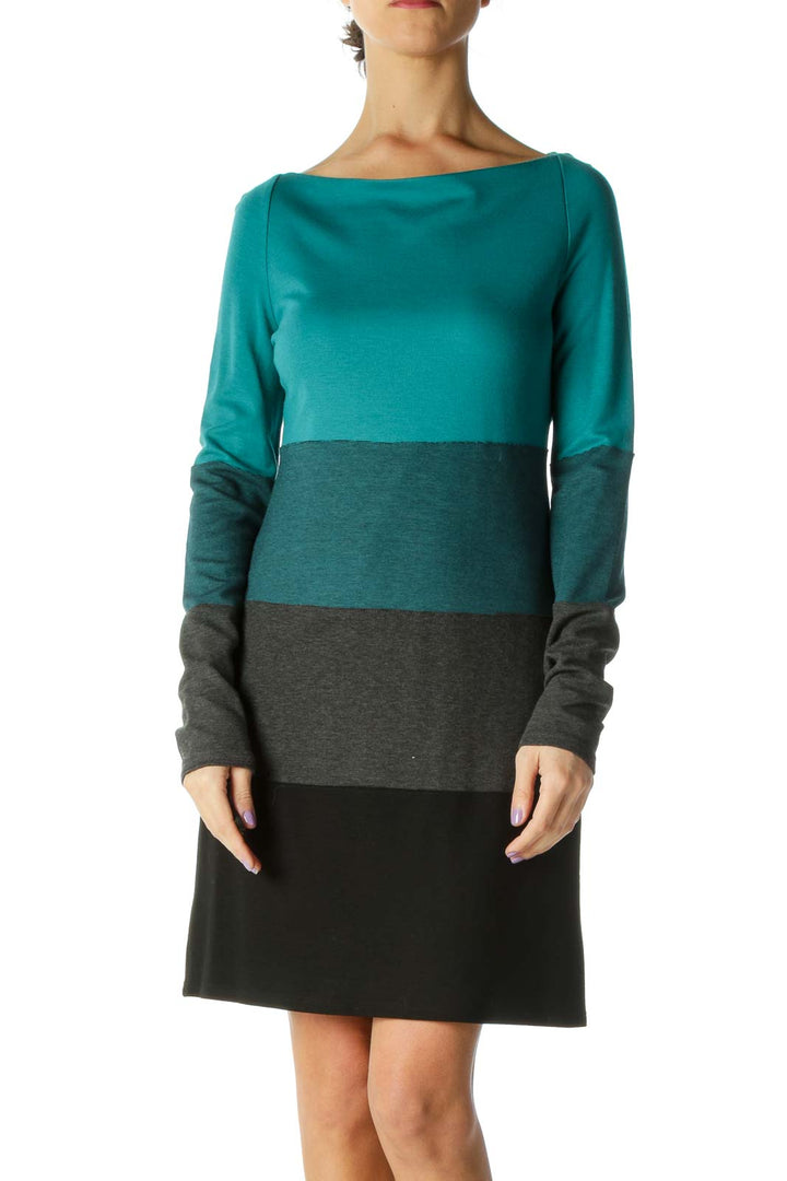 Green Color Block Shift Dress