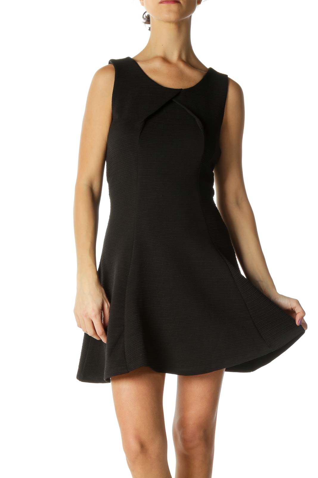Black Solid Casual A-Line Dress