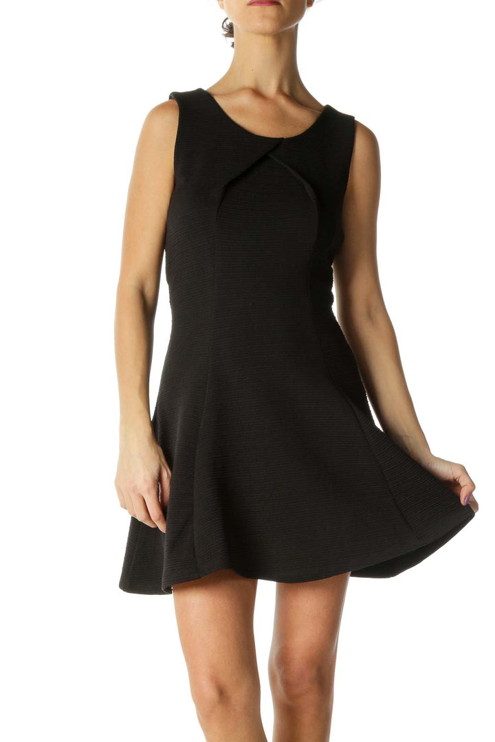 Black Solid Casual A-Line Dress