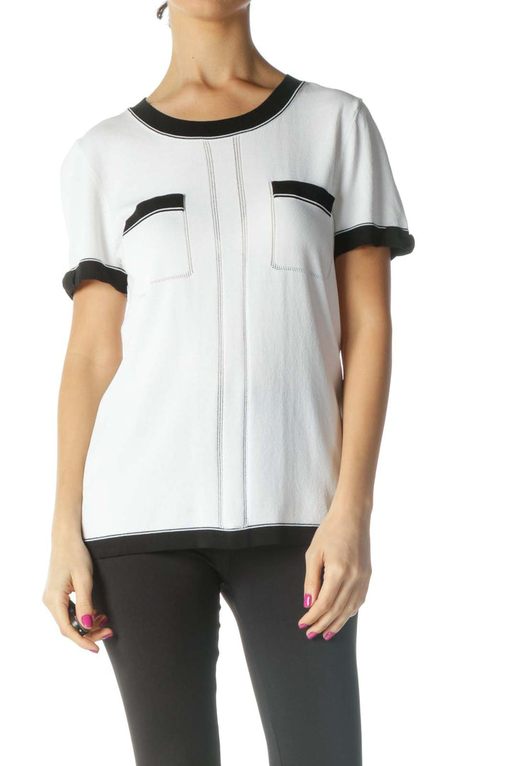 White Solid Casual T-Shirt