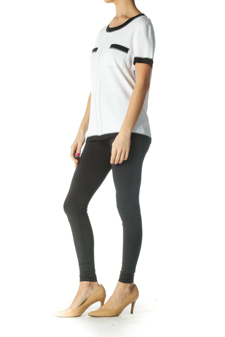 White Solid Casual T-Shirt