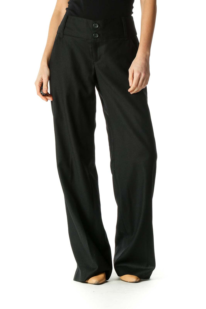 Black Solid Casual Trousers