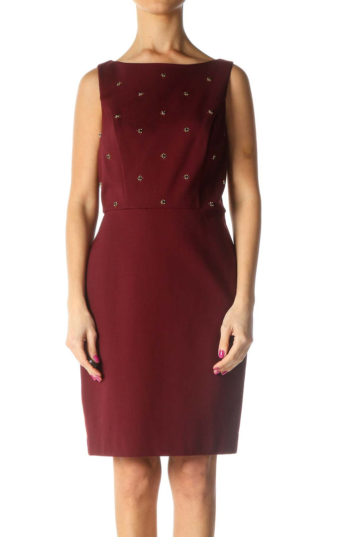 Red Solid Chic Sheath Dress