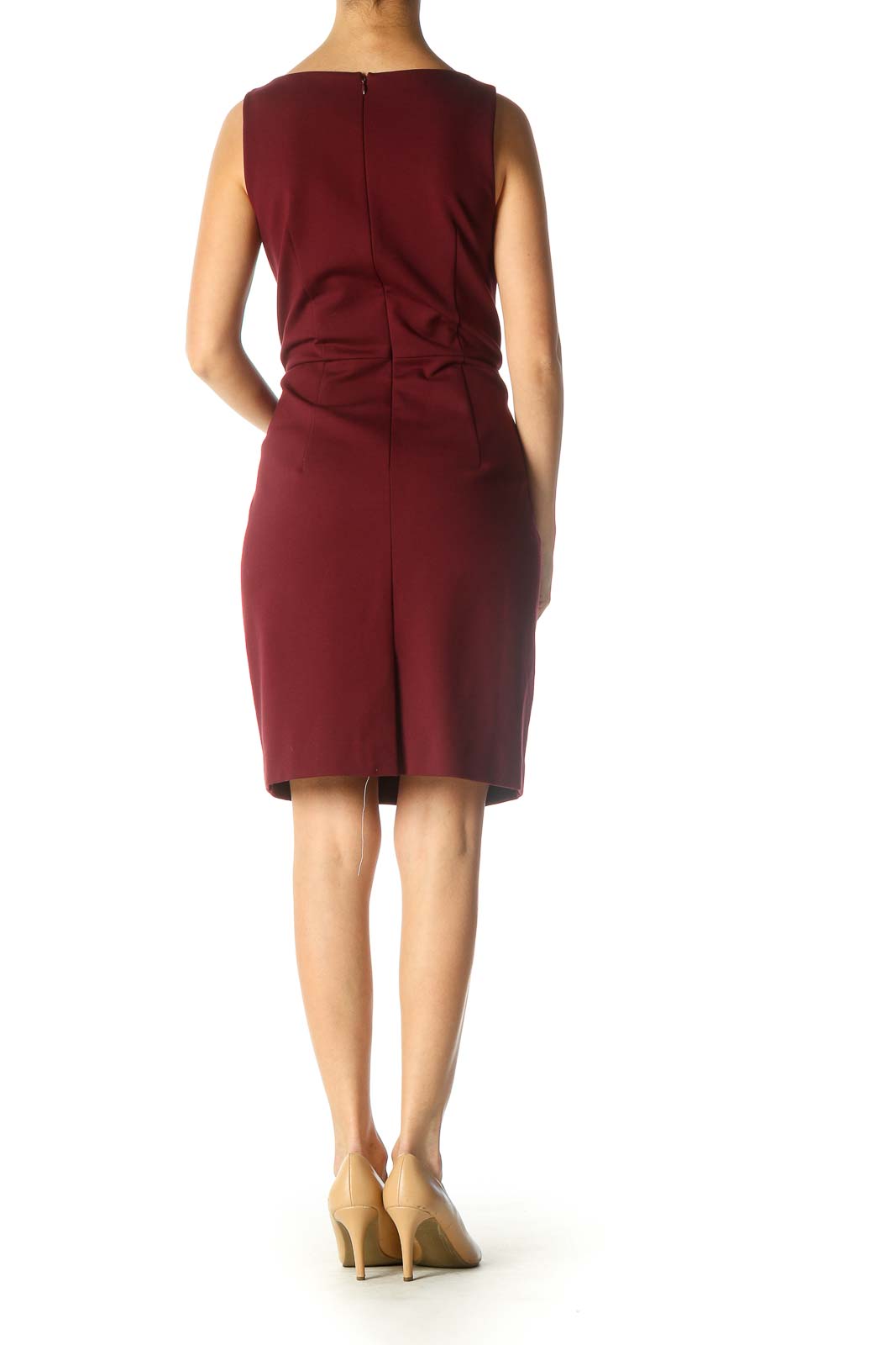 Red Solid Chic Sheath Dress