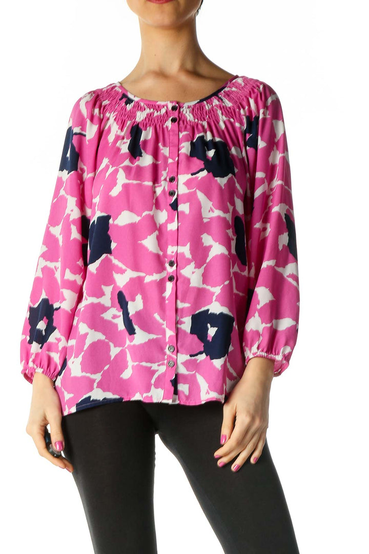 Pink Solid Retro Blouse