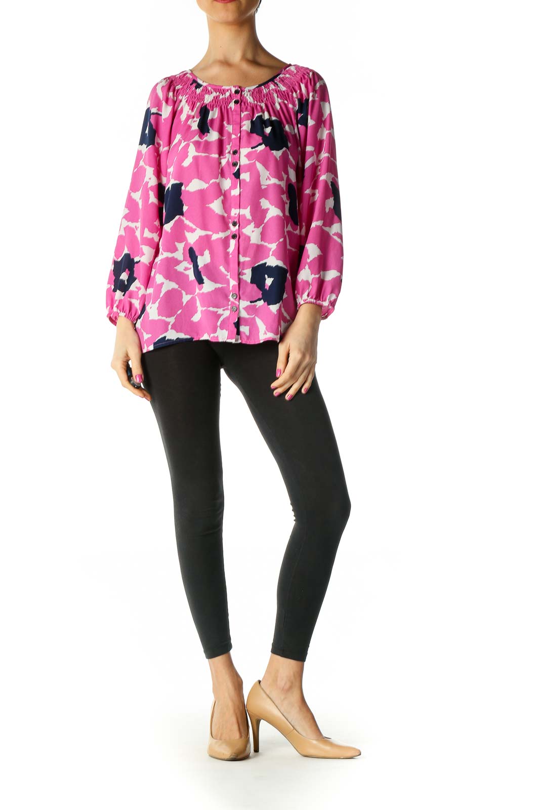 Pink Solid Retro Blouse