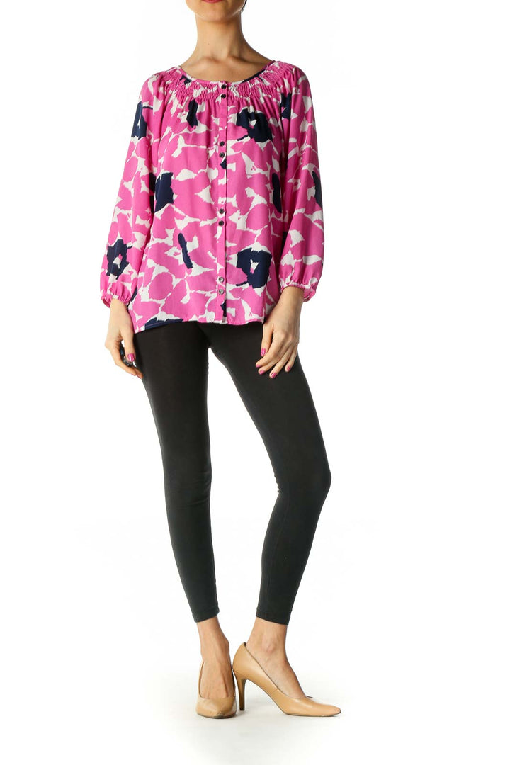 Pink Solid Retro Blouse