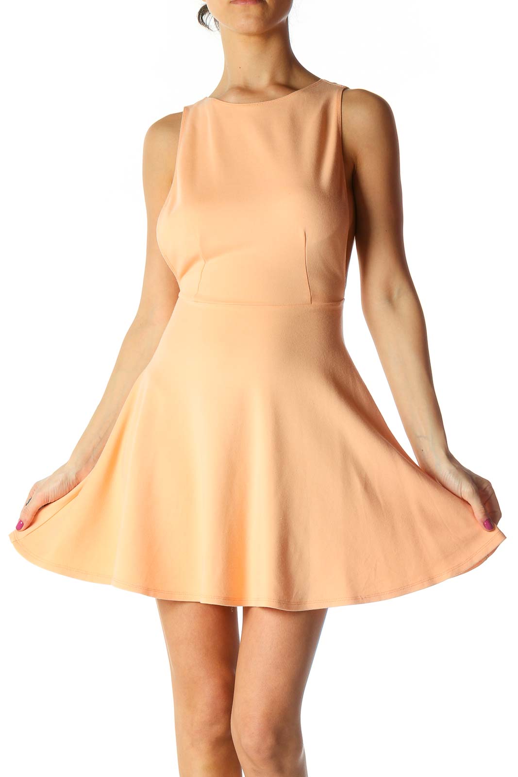 Orange Solid Chic Fit Flare Dress Orange Solid Chic Fit Flare Dress