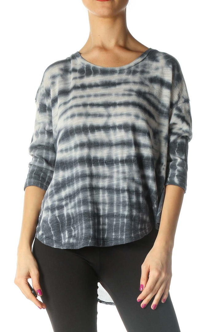 Gray Tie Dye Casual T-Shirt