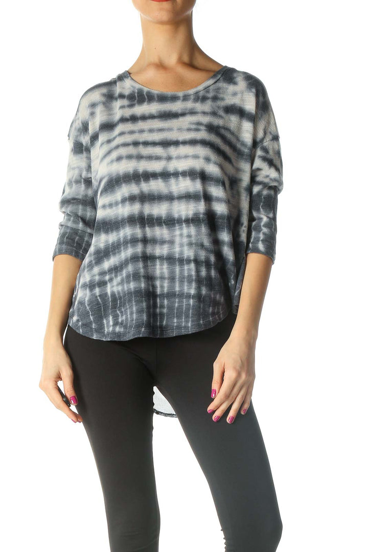 Gray Tie Dye Casual T-Shirt