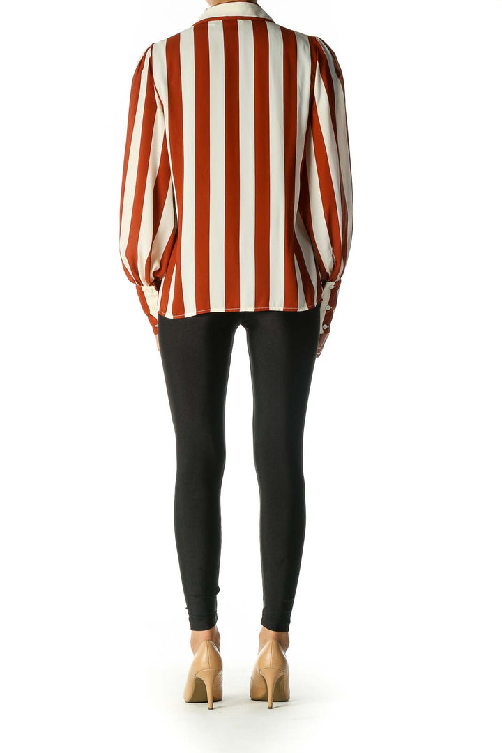 Orange Striped Formal Shirt