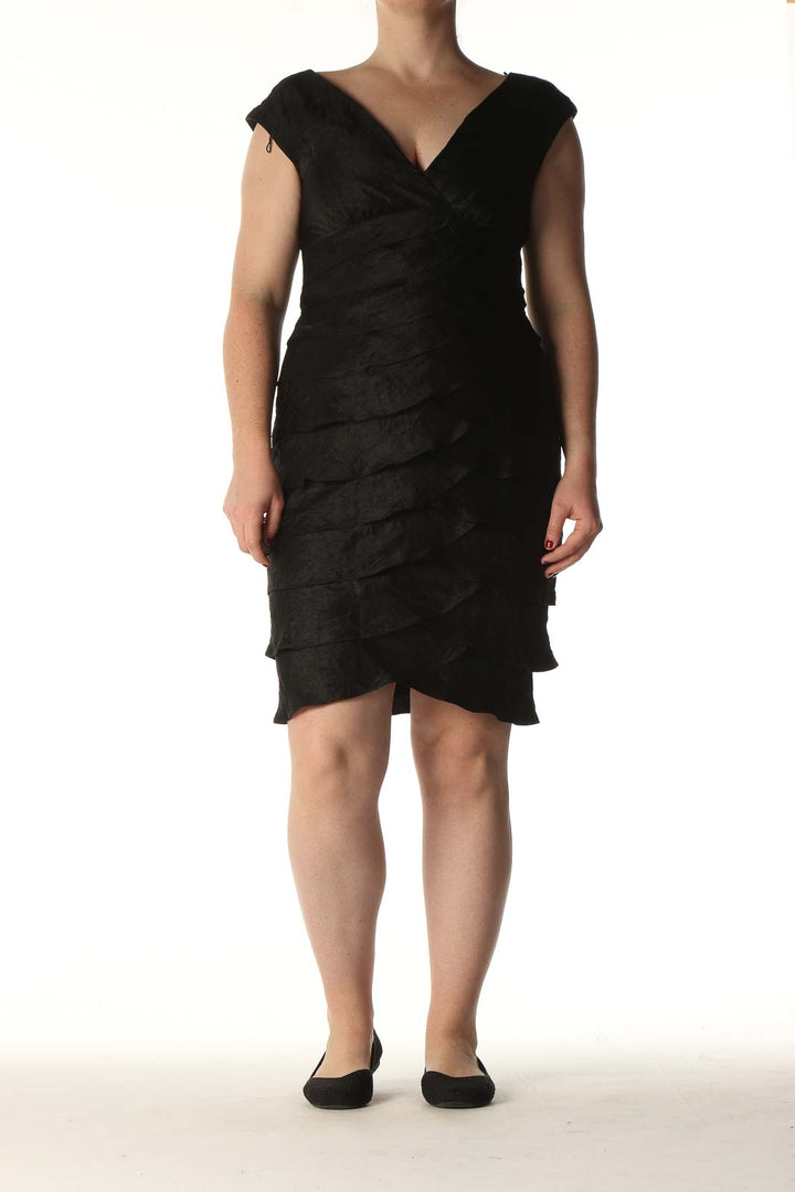 Black Solid Classic Sheath Dress
