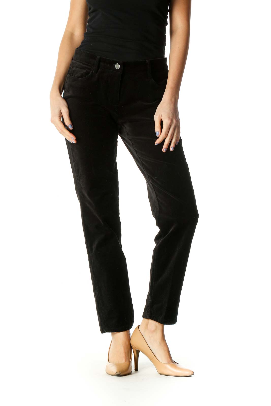 Black Solid Casual Sweatpants