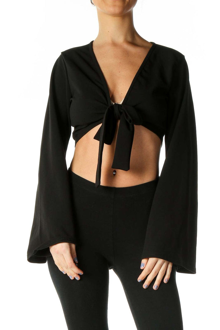 Black Solid Casual Blouse