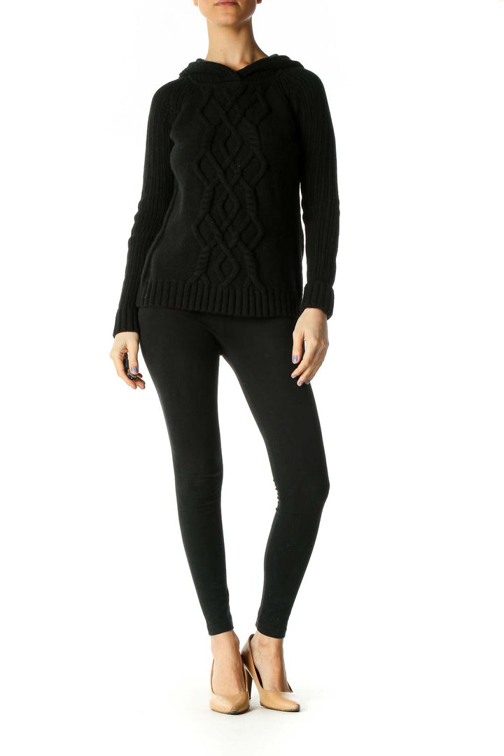 Black Solid Retro Sweater