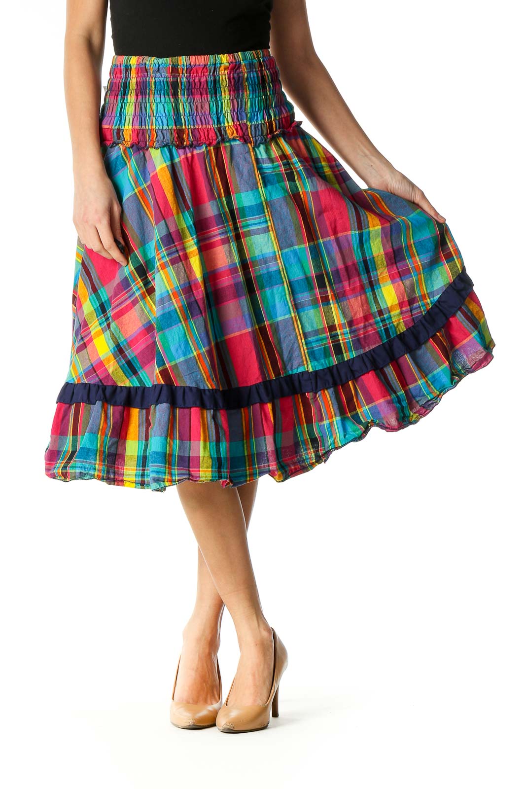 Pink Graphic Print Holiday Flared Skirt