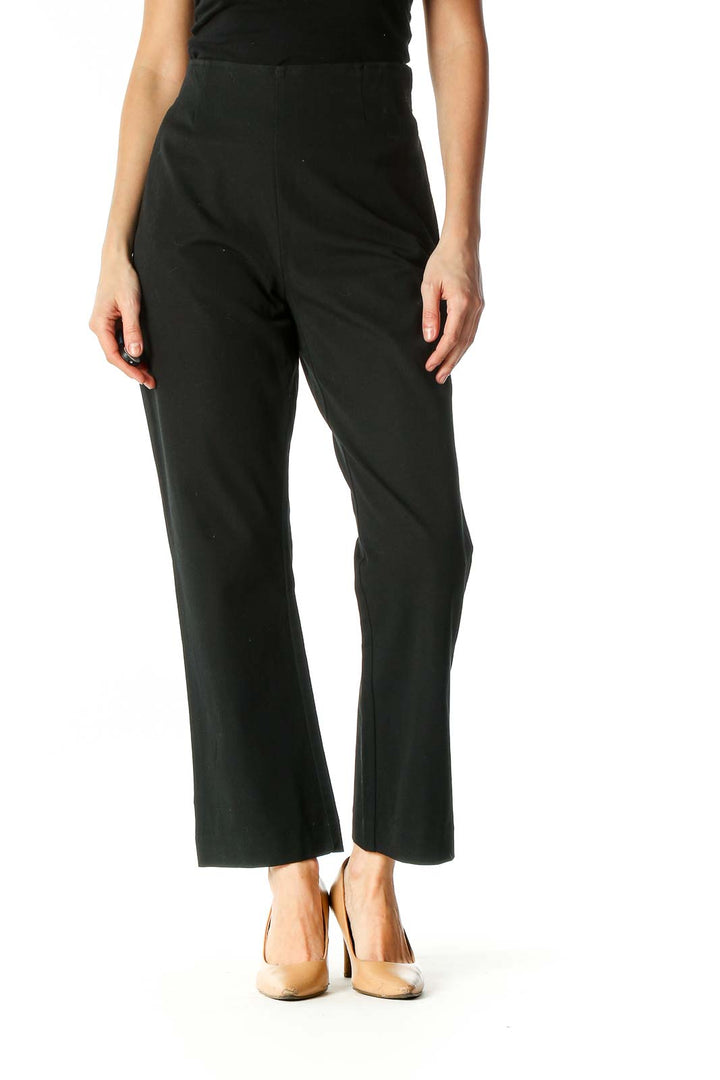 Black Solid Classic Trousers