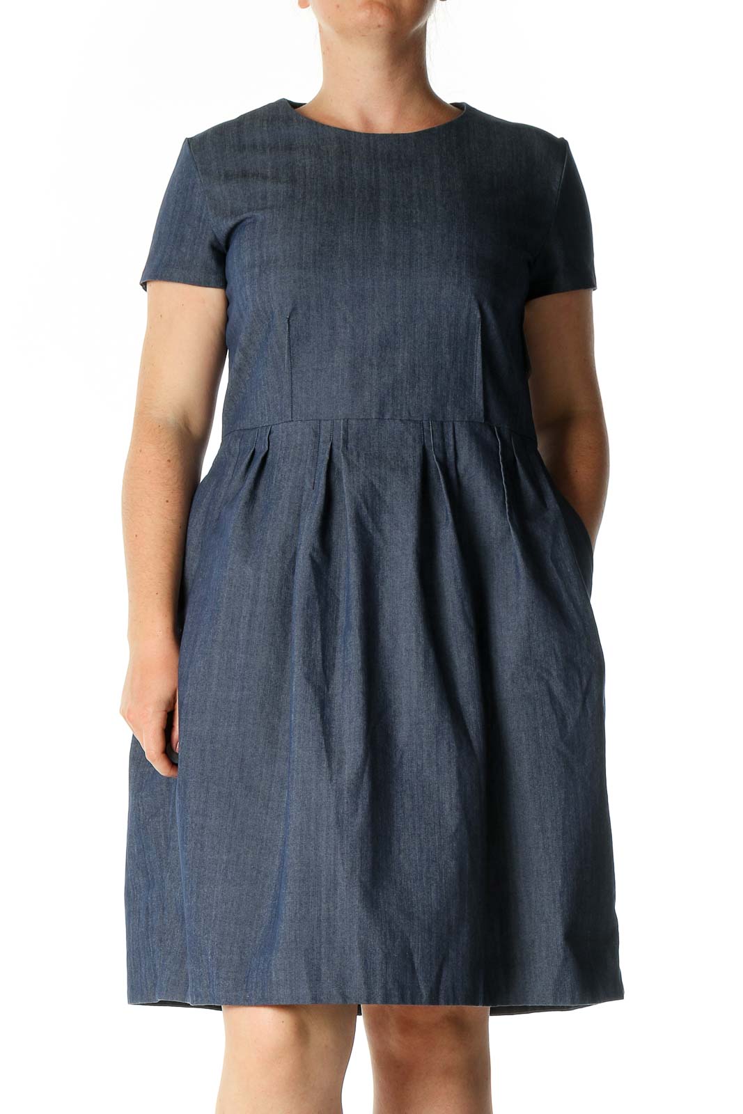 Gray Solid Casual A-Line Dress