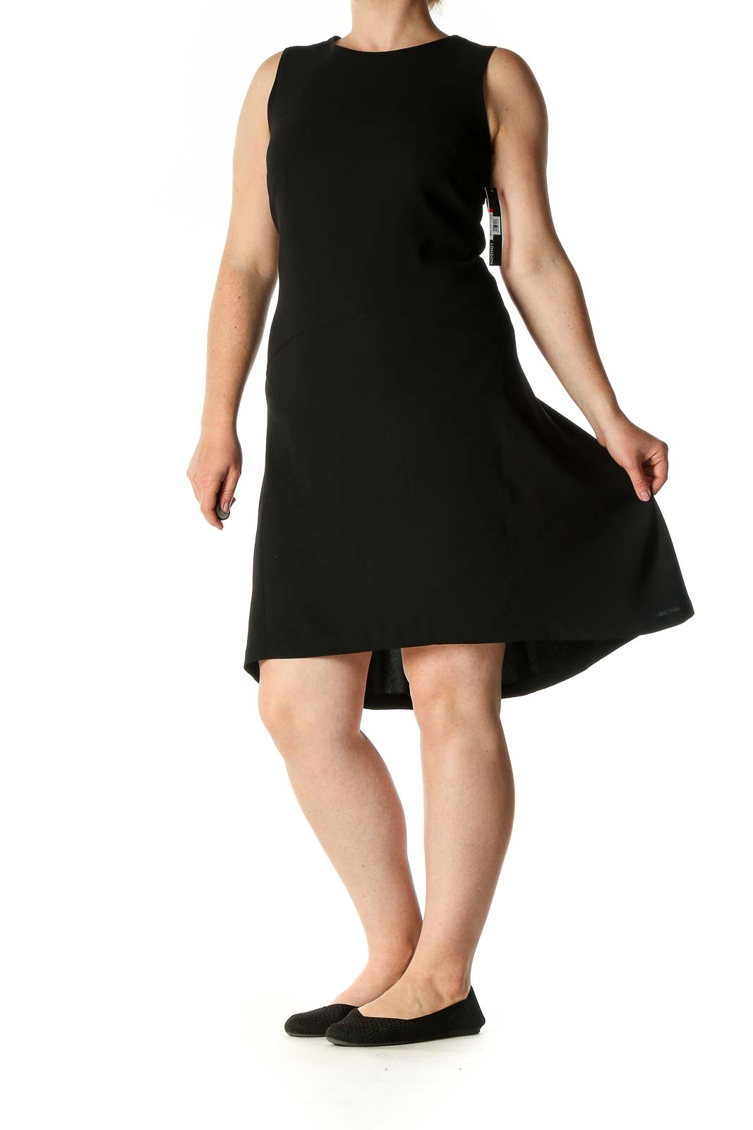Black Solid Casual A-Line Dress