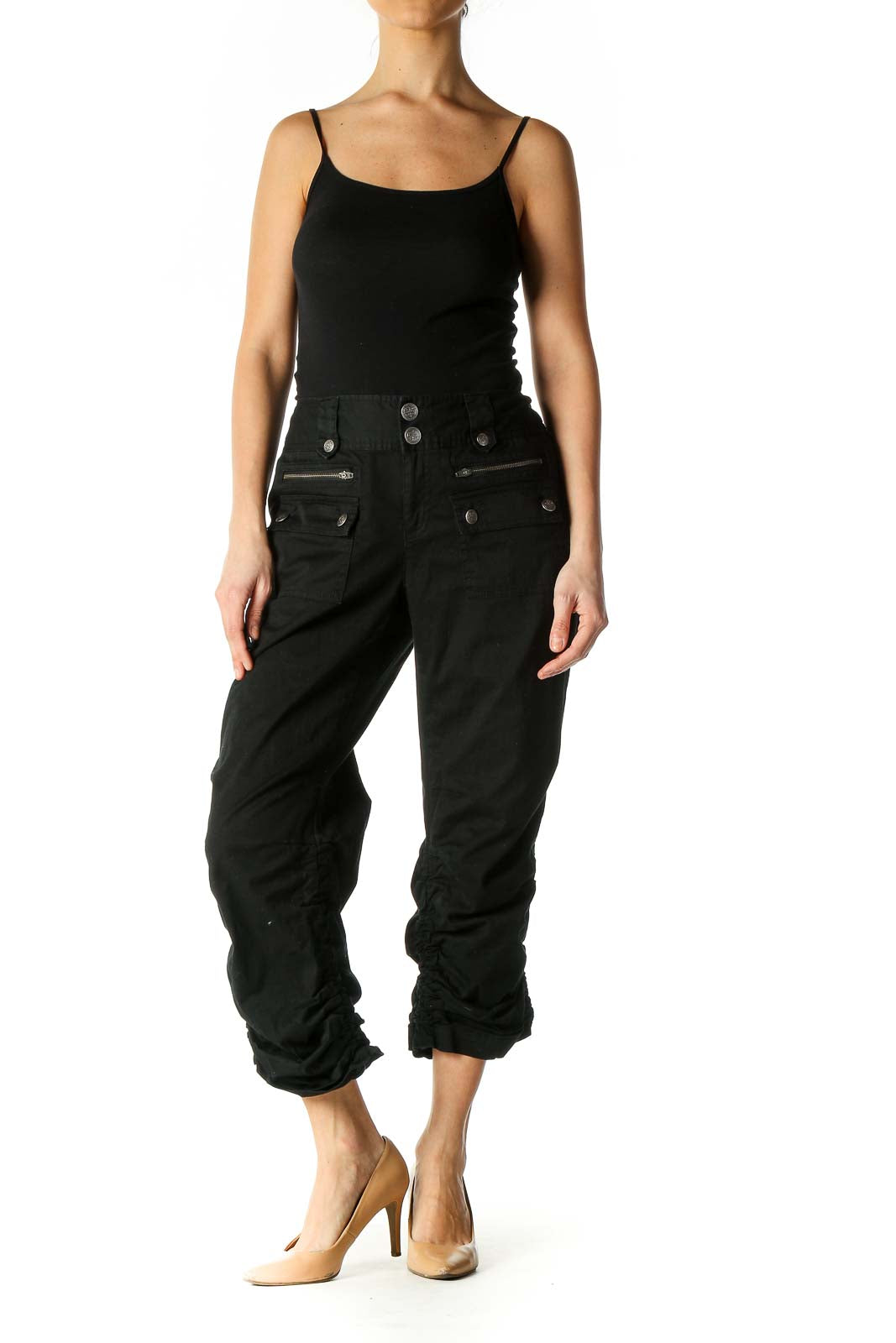 Black Solid Casual Trousers