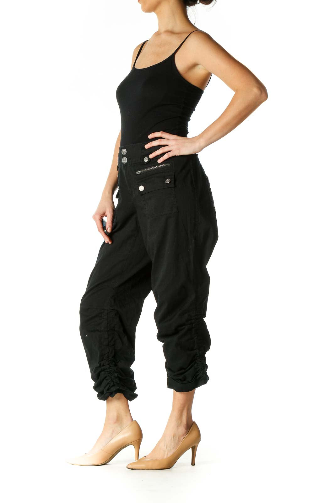 Black Solid Casual Trousers