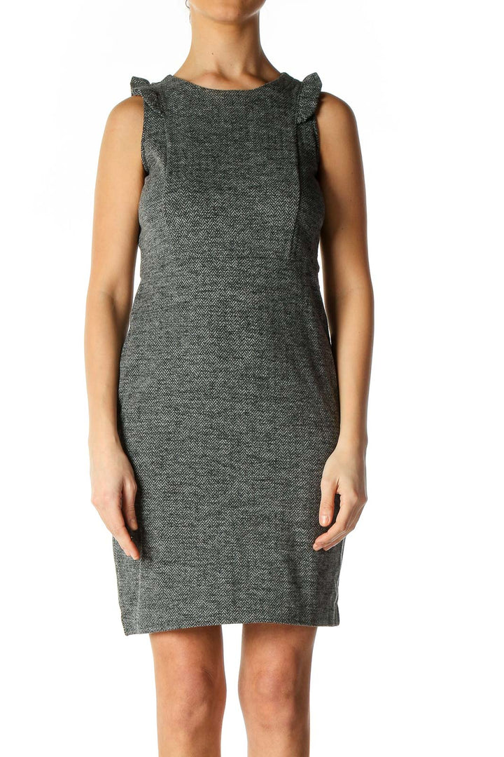 Gray Textured Casual Sheath Dress