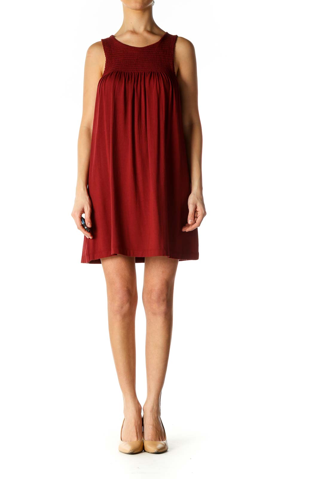 Red Solid Retro Dress