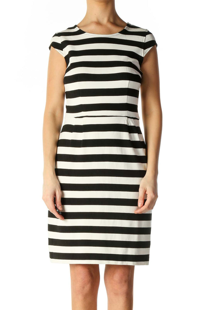 White Striped Day Shift Dress