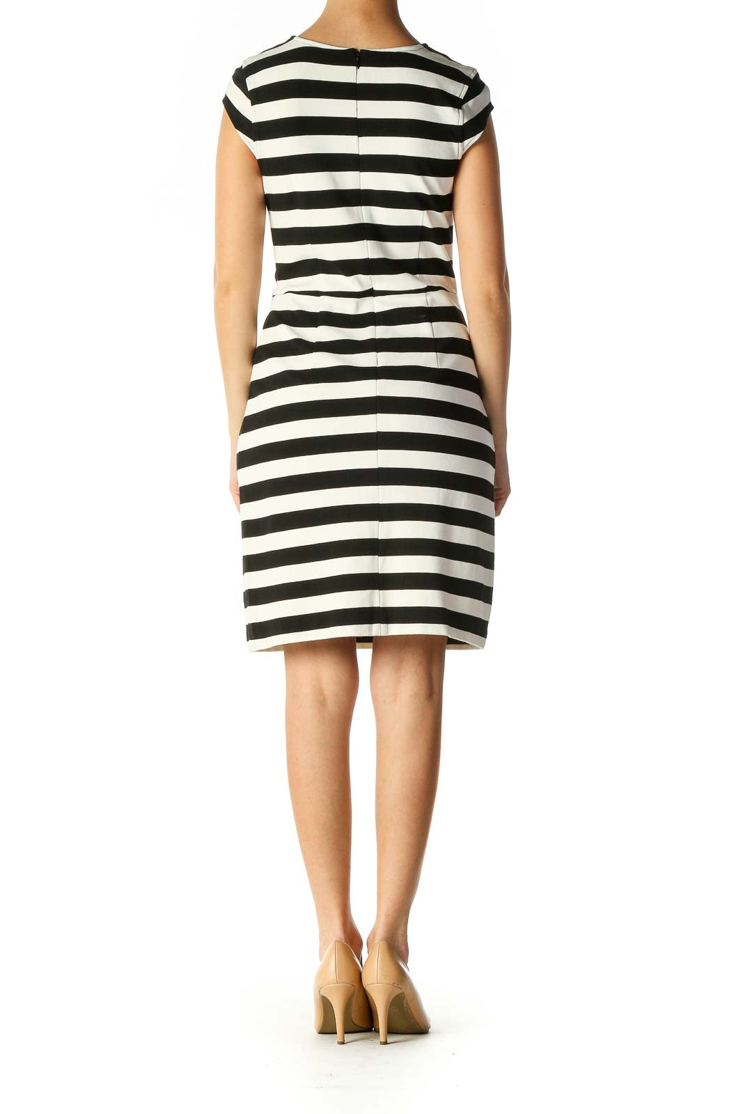 White Striped Day Shift Dress