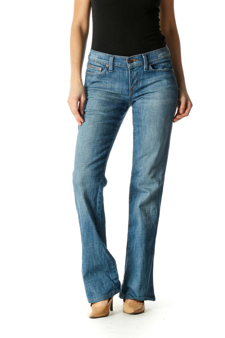 Blue Casual Bootcut Jeans