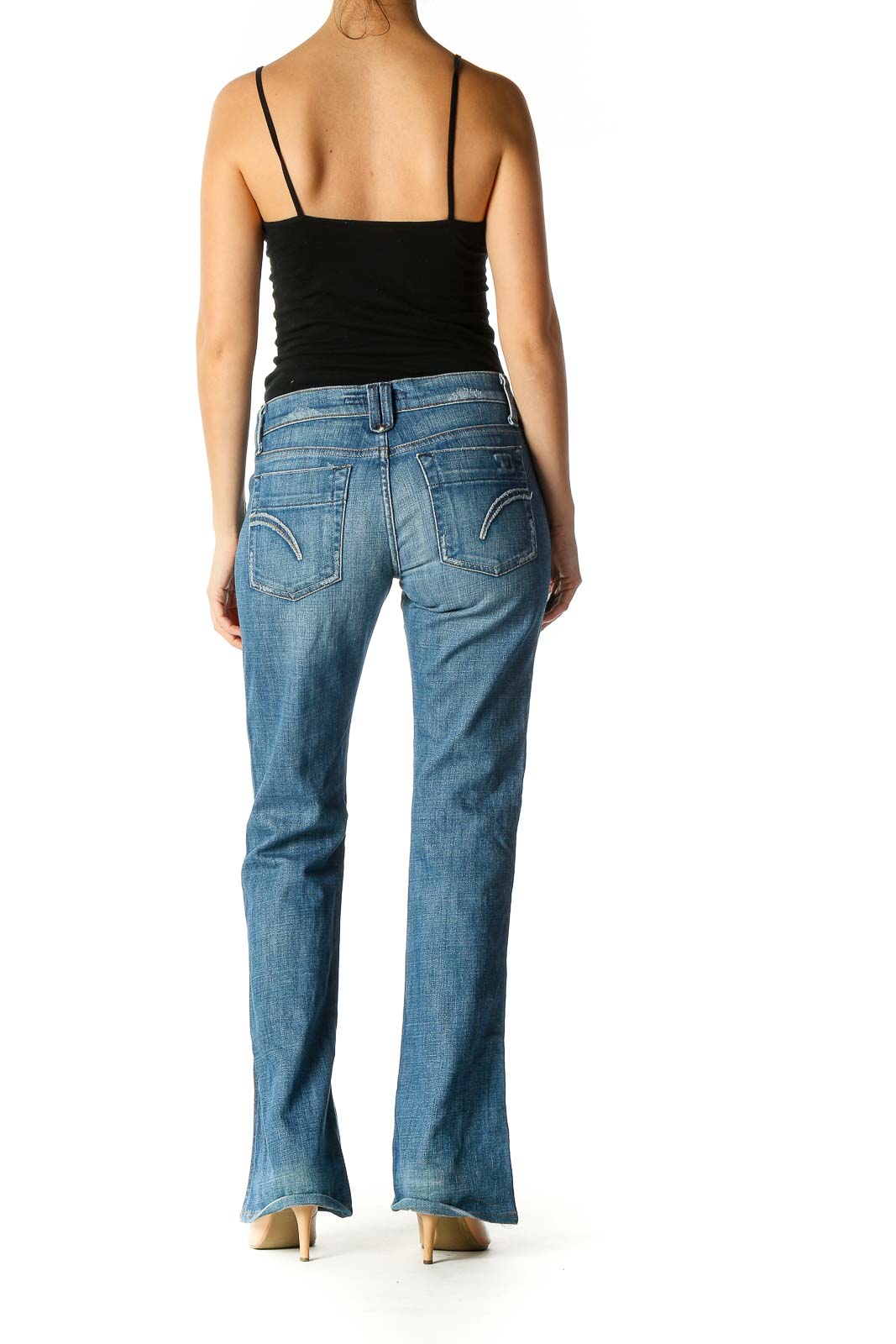 Blue Casual Bootcut Jeans