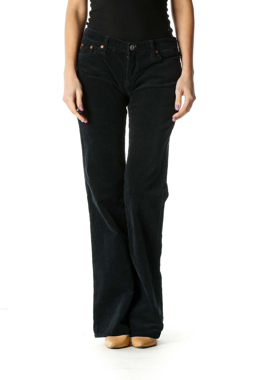 Black Corduroy Wide-Leg Pants