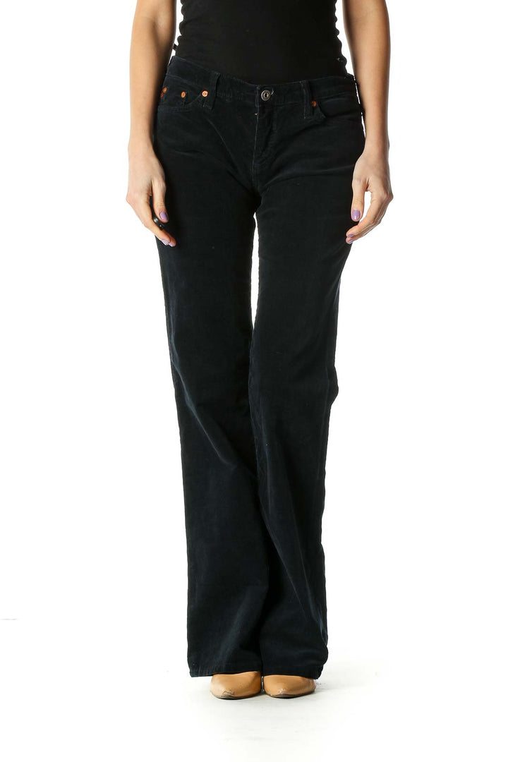 Black Corduroy Wide-Leg Pants