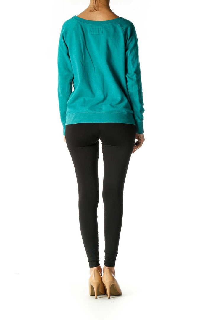 Green Textured Casual Sweater
