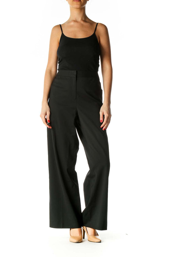 Black Solid Classic Trousers