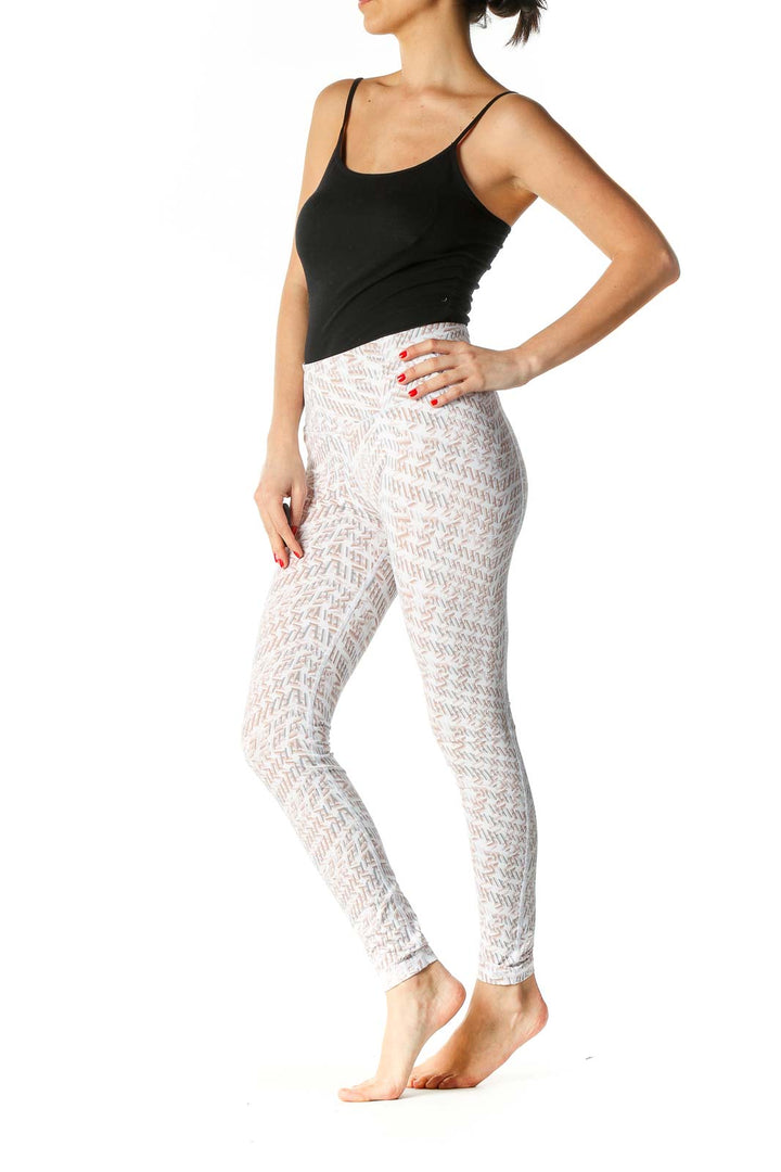 Beige Paisley Casual Trousers