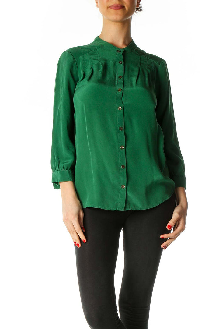 Green Solid Classic Blouse