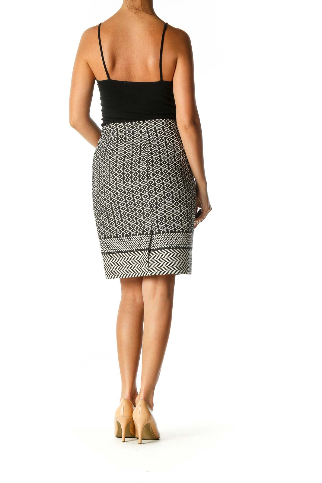 White Chevron Holiday Straight Skirt