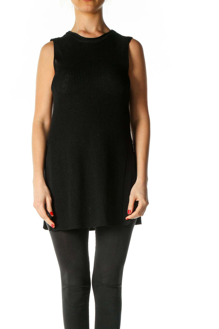 Black Textured Casual Blouse
