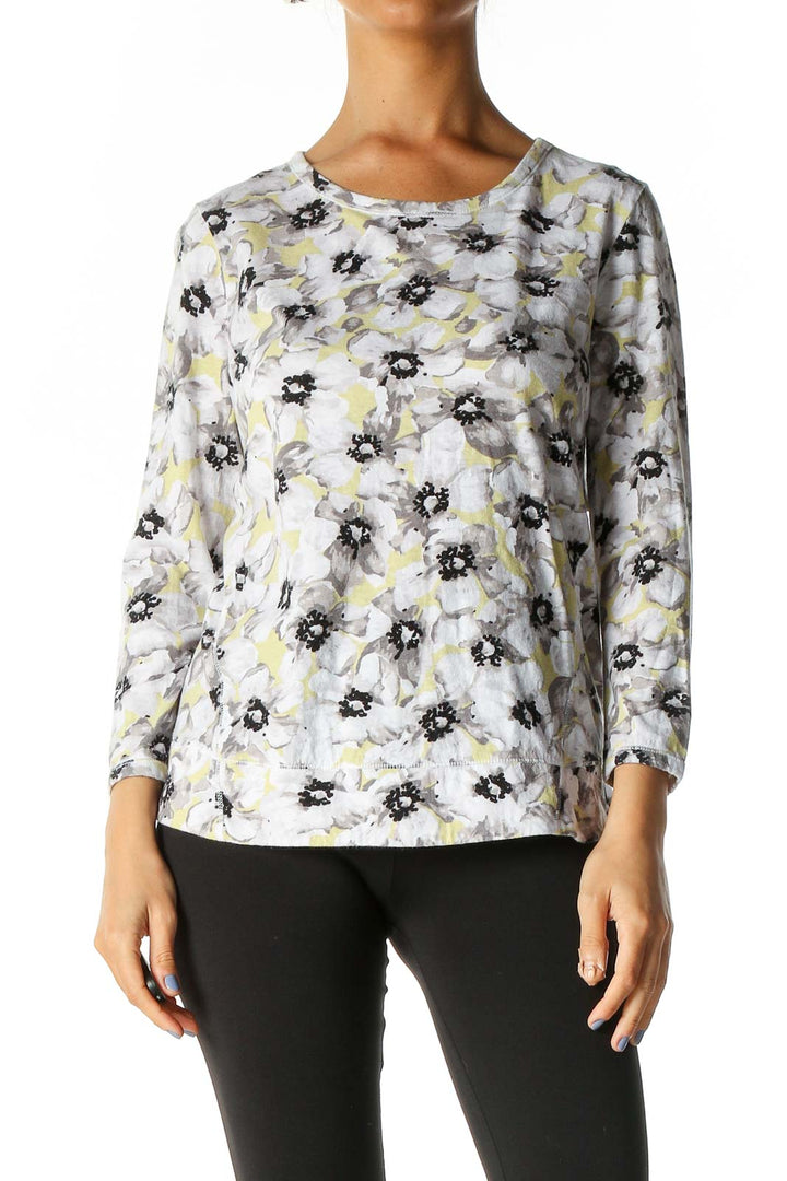 White Floral Print All Day Wear Blouse