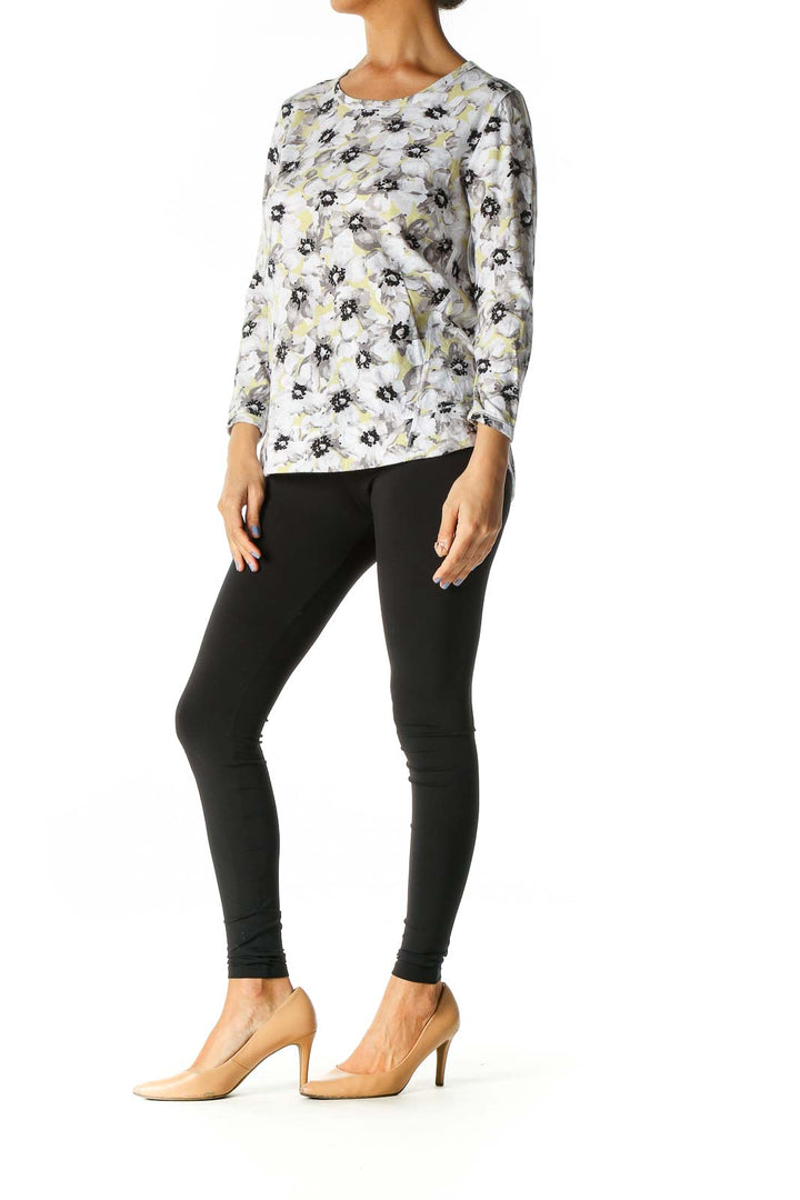 White Floral Print All Day Wear Blouse