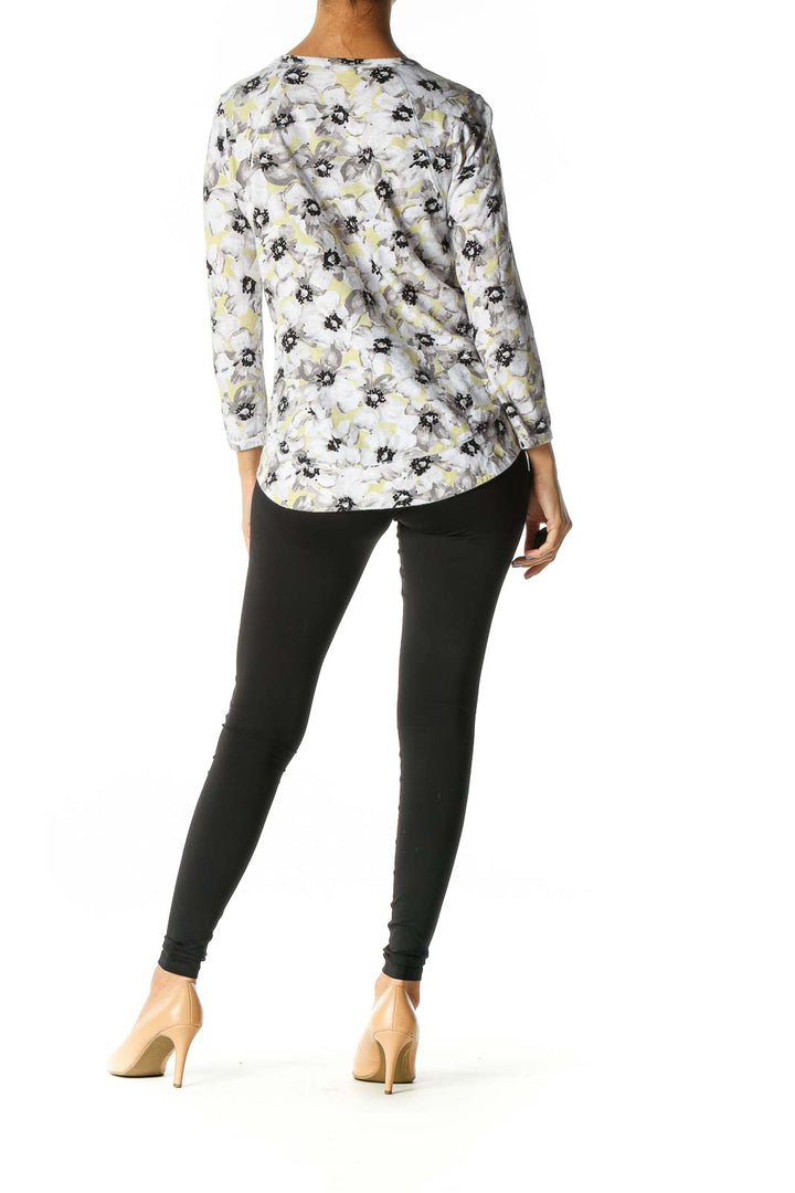 White Floral Print All Day Wear Blouse