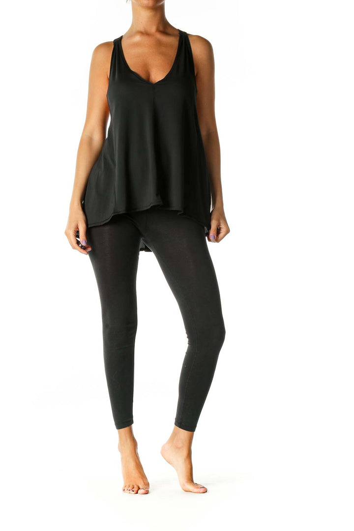 Black Solid Activewear Tank Top