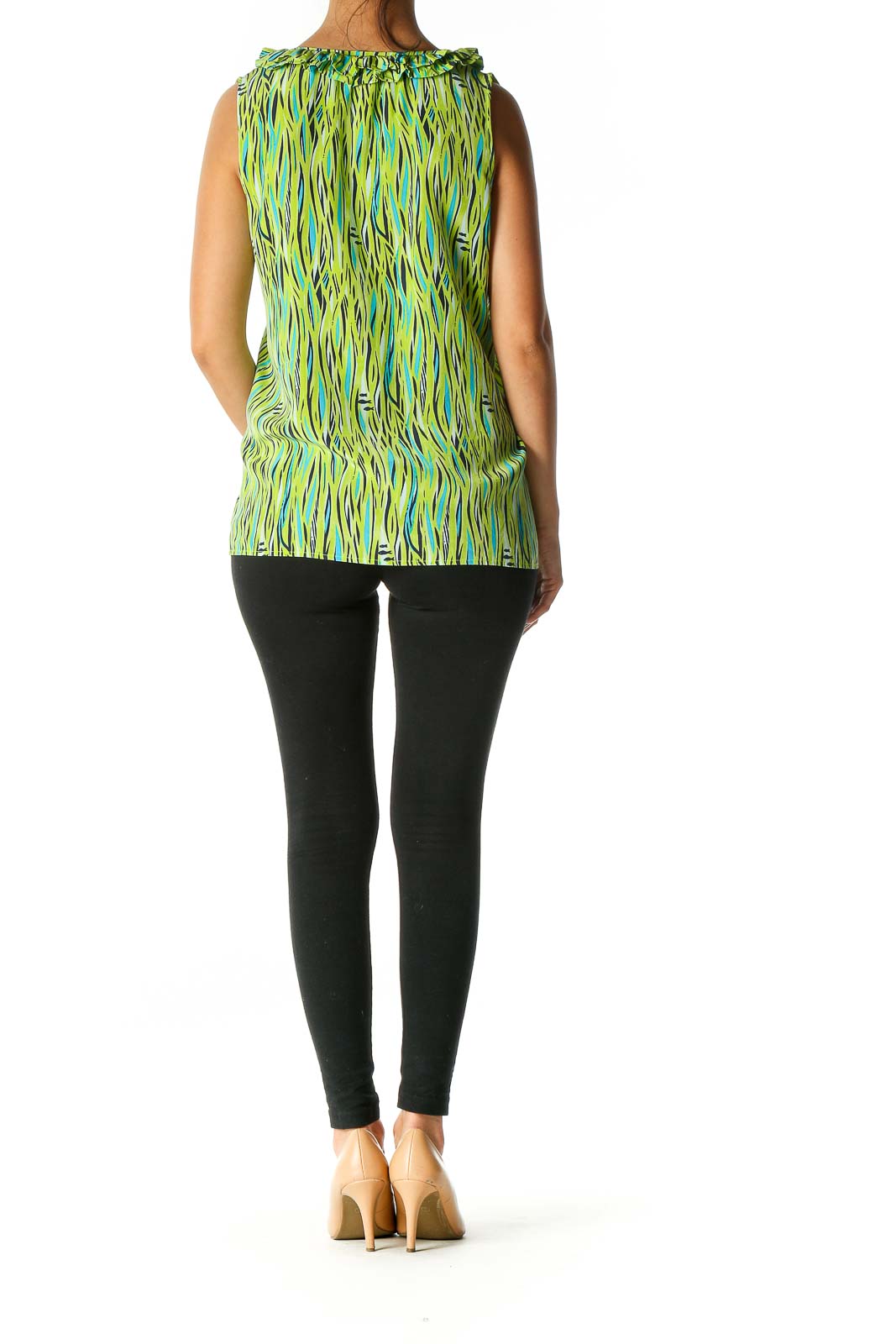 Green Graphic Print All Day Wear Blouse