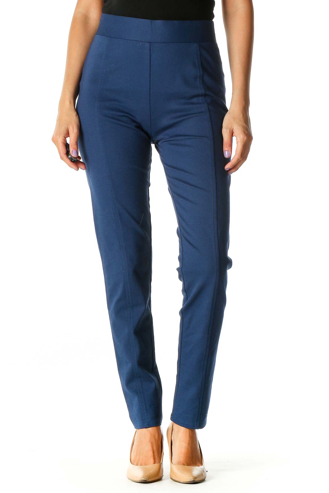 Blue Solid Formal Leggings