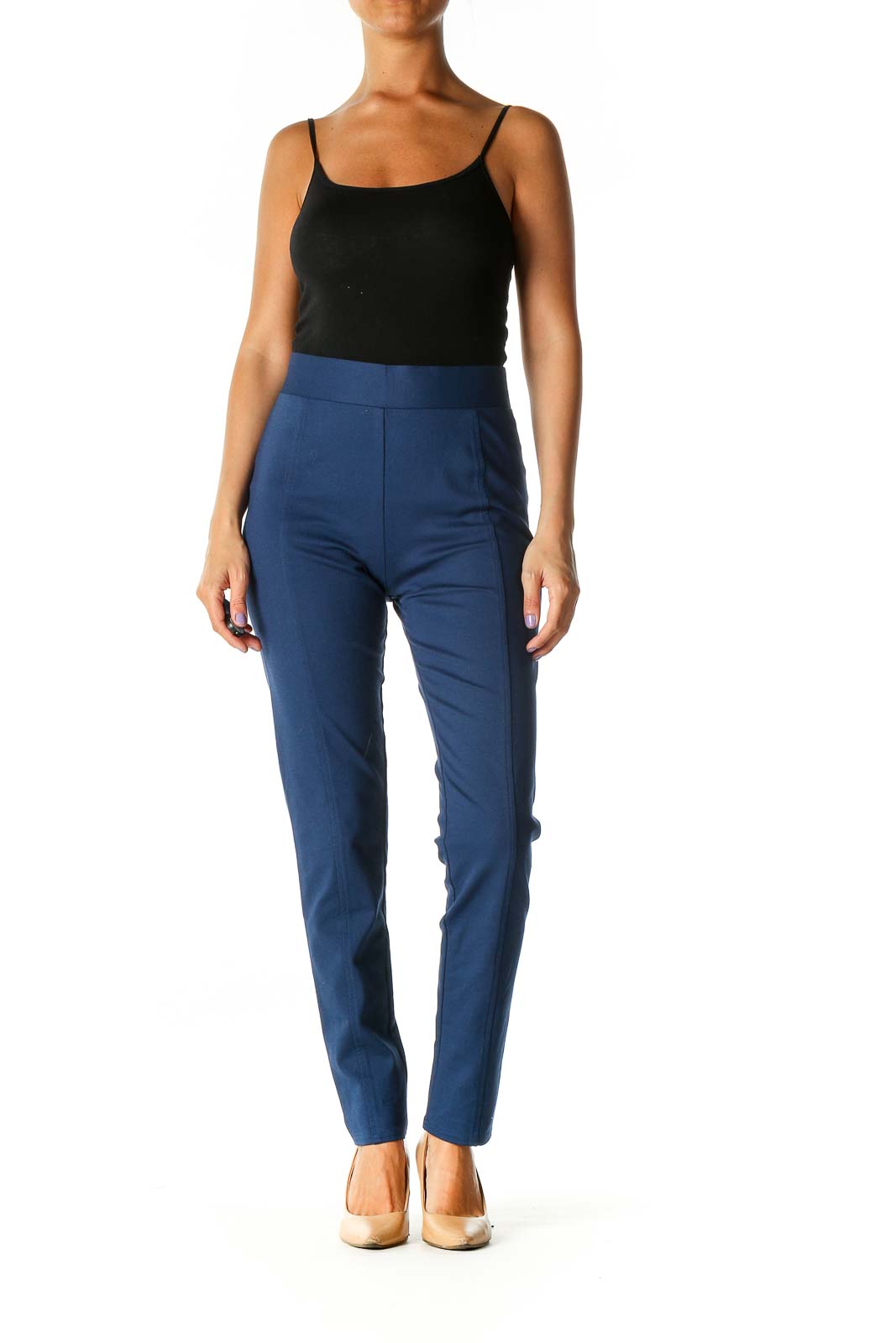 Blue Solid Formal Leggings