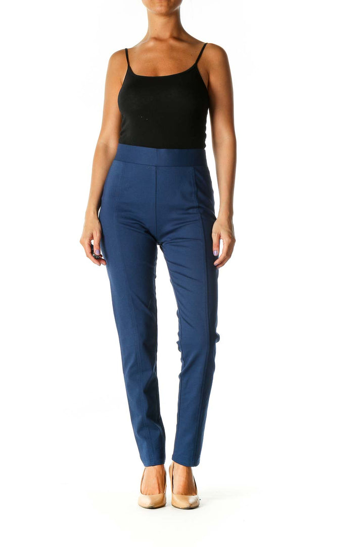 Blue Solid Formal Leggings