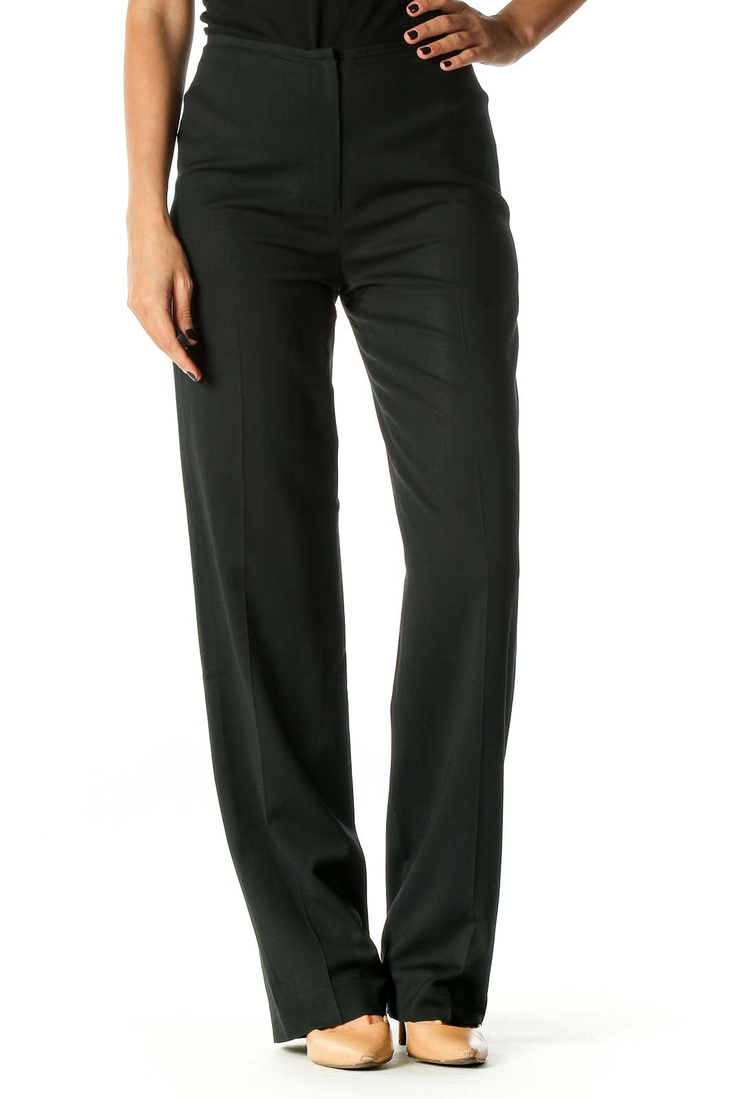 Black Solid Classic Trousers