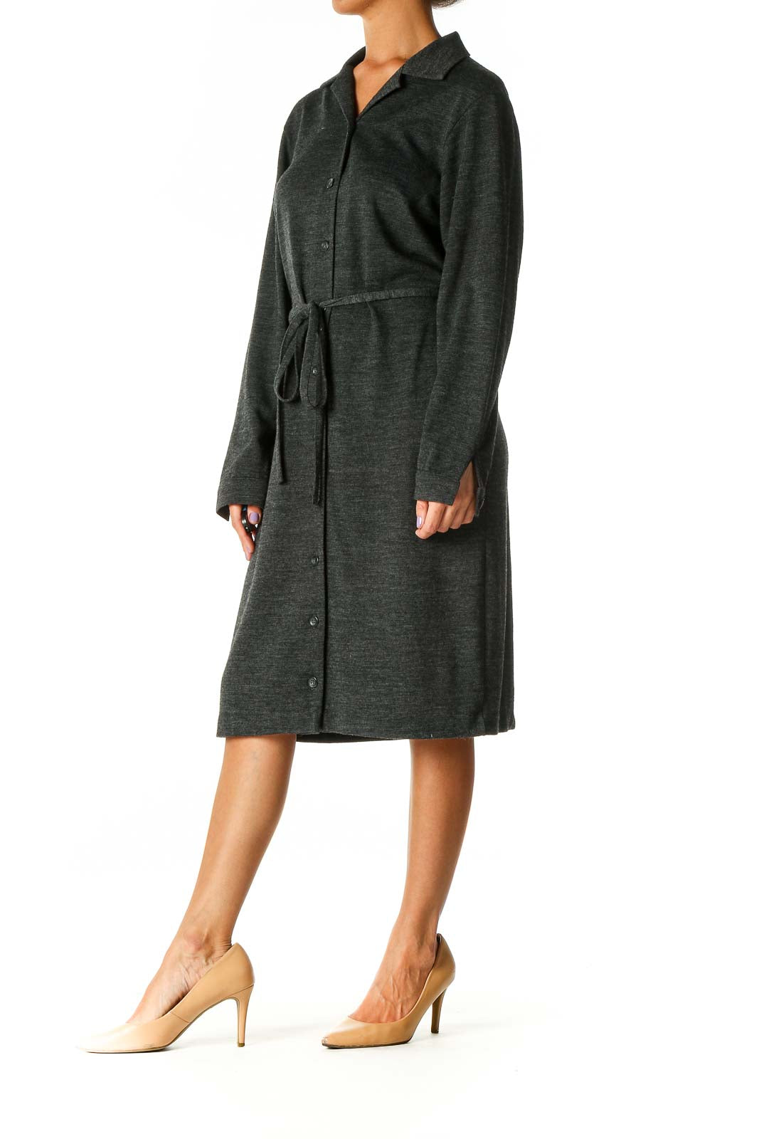 Gray Solid Bohemian Shift Dress