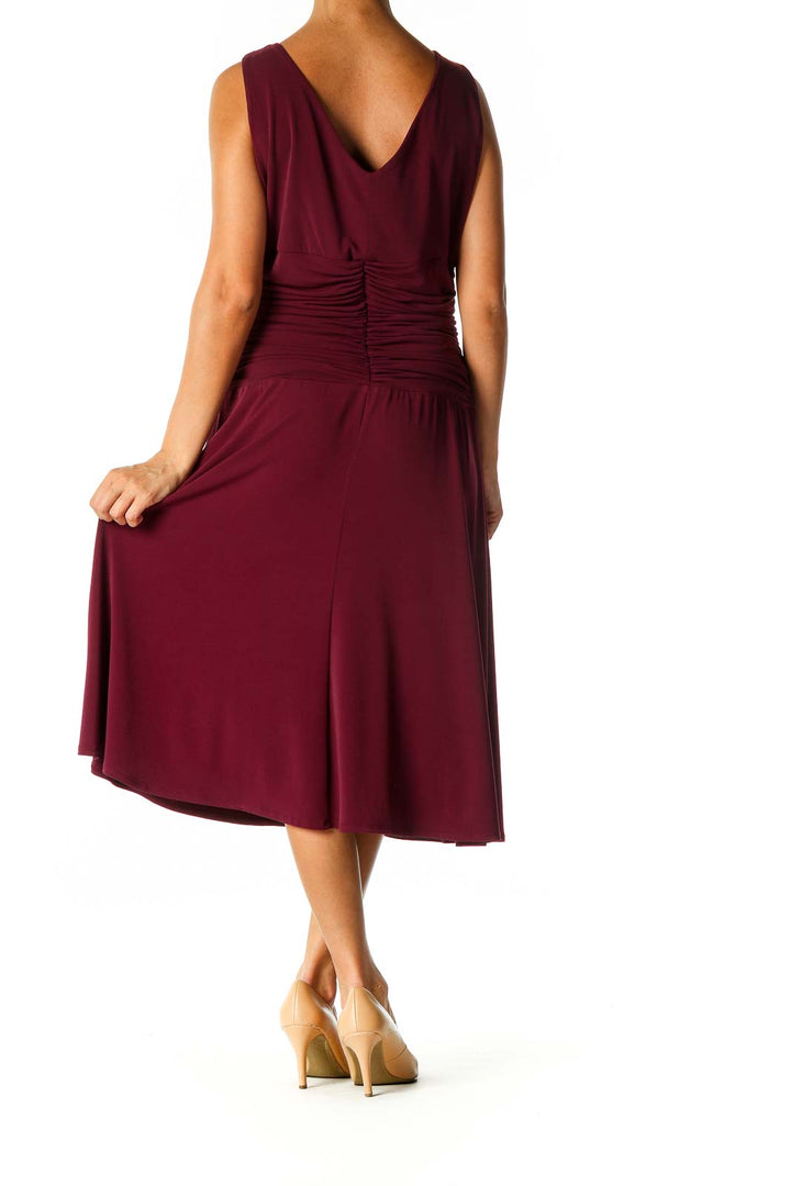Purple Solid Casual A-Line Dress